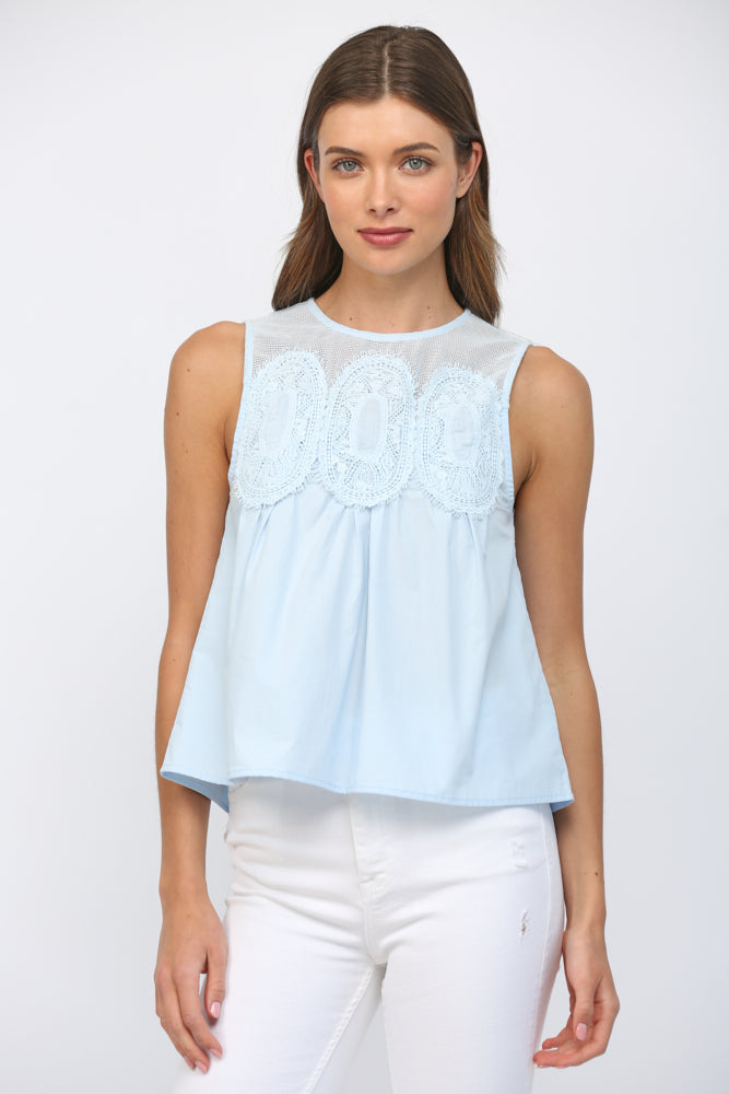MESH APPLIQUE SLEEVLESS TOP