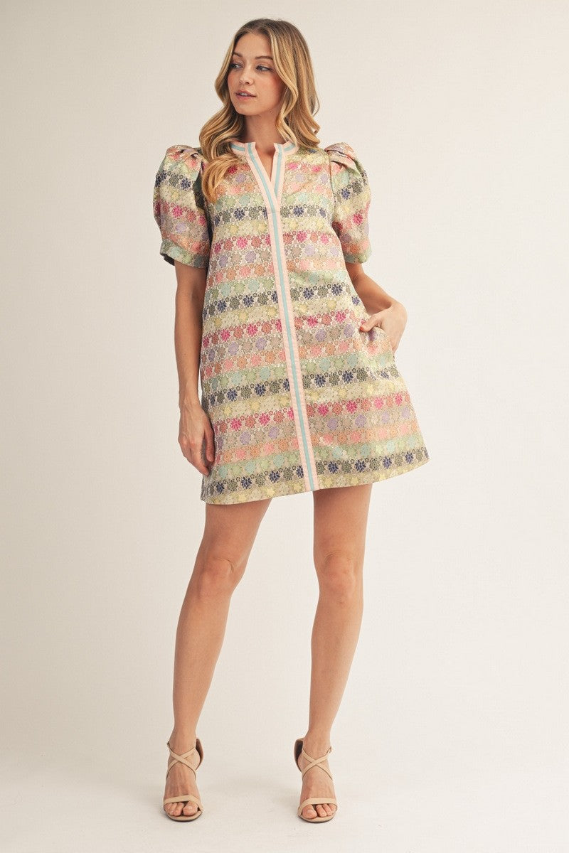 JACQUARD STRIPE MINI DRESS