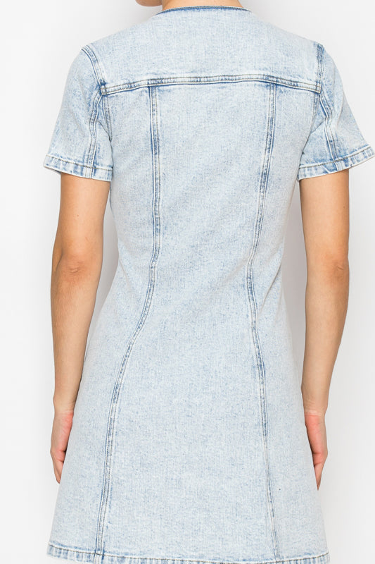DENIM BUTTON UP MINI DRESS