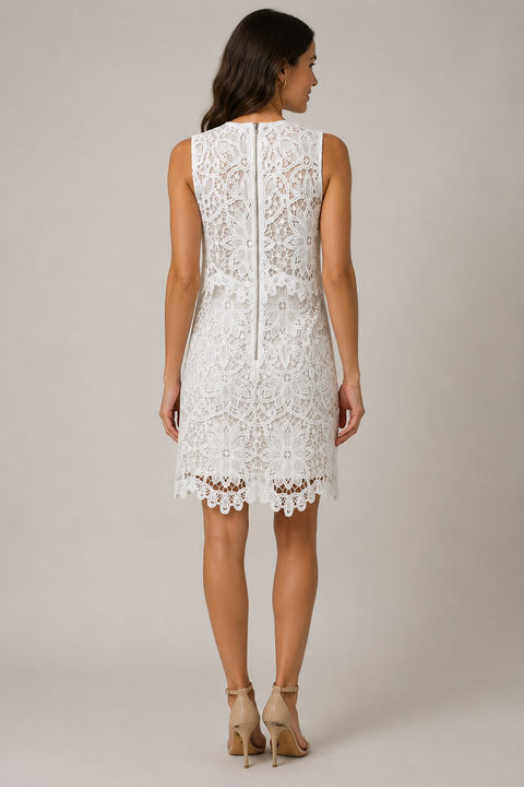 Scallop Hem Lace Mini Dress