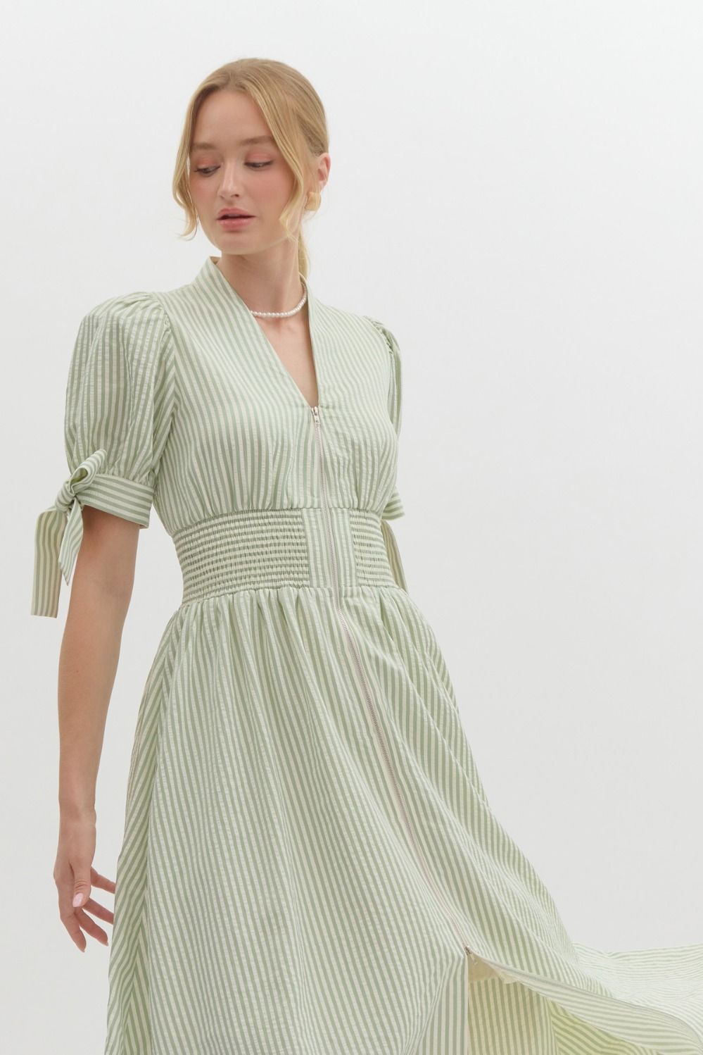The Sage Haven Zipper Midi Dress
