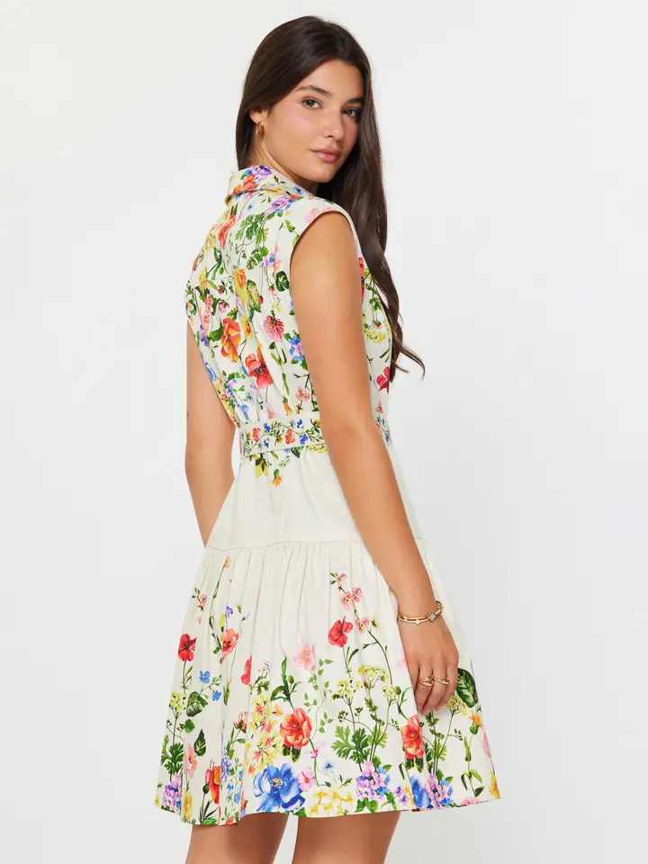 FLORAL PRINT COLLARED DRESS