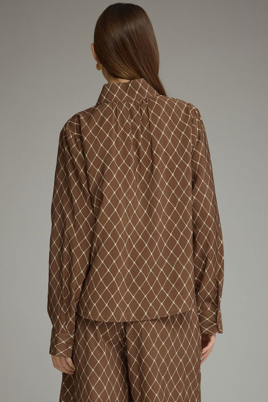 Geometric High-Collar Blouse