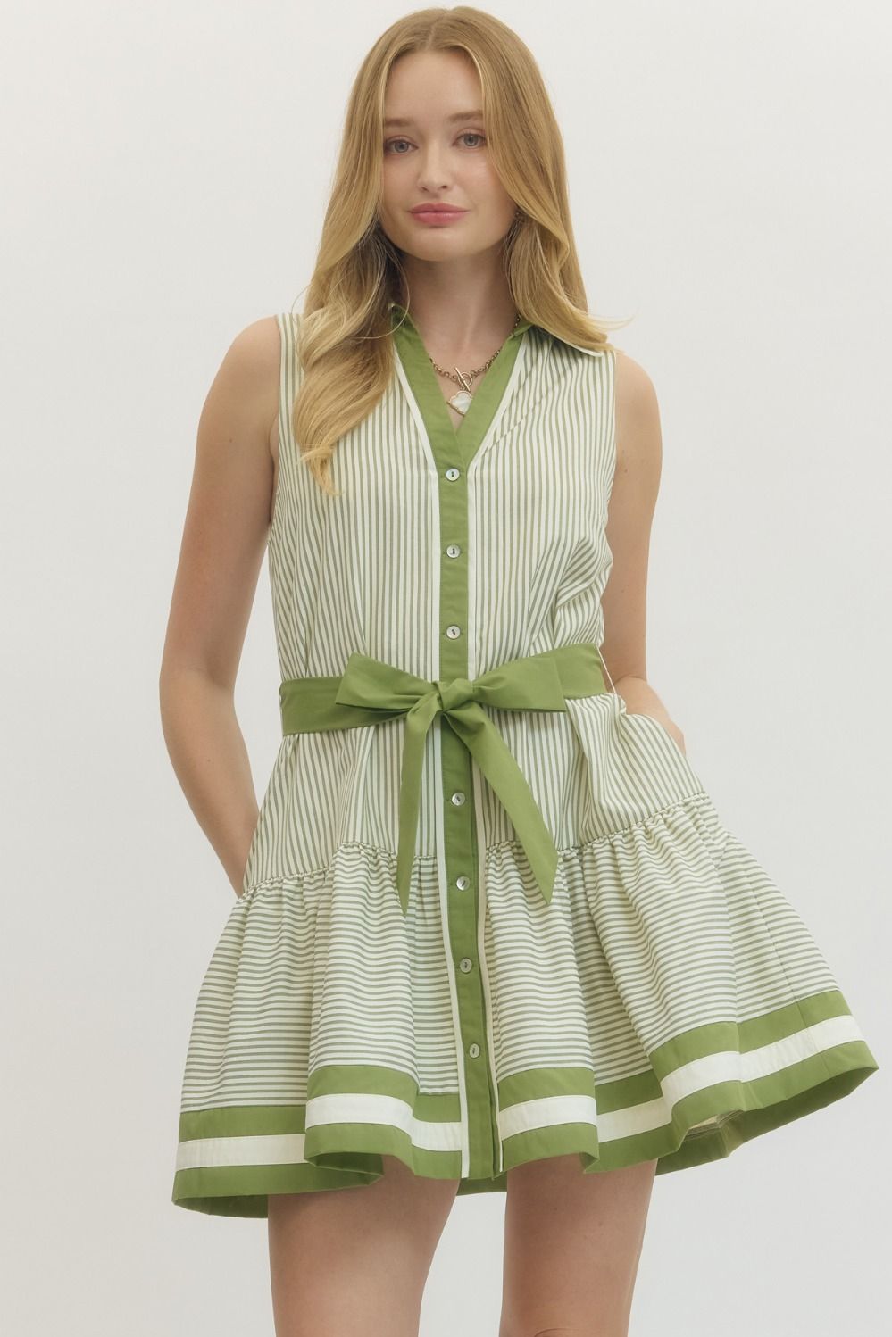 STRIPED SLEEVELESS MINI DRESS