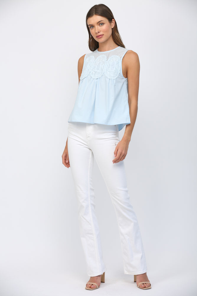 MESH APPLIQUE SLEEVLESS TOP