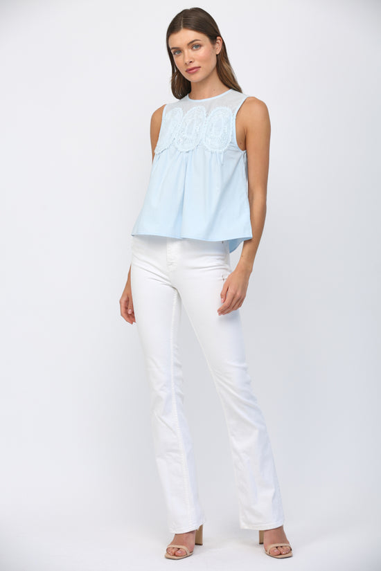 MESH APPLIQUE SLEEVLESS TOP