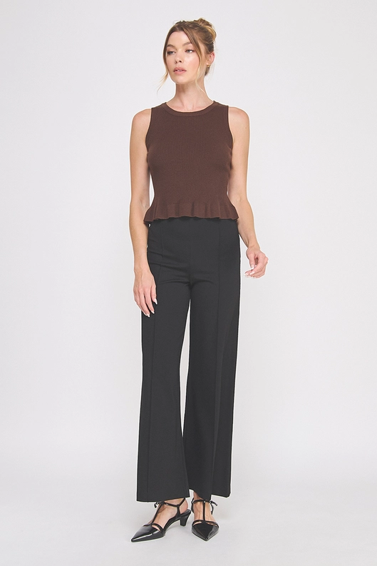 RIBBED KNIT PEPLUM TANK