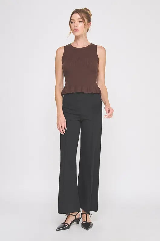 Espresso peplum tank back view