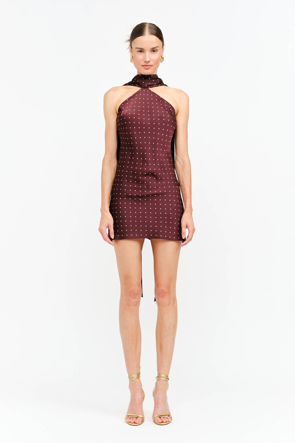 Polka-Dot Halter Mini Dress