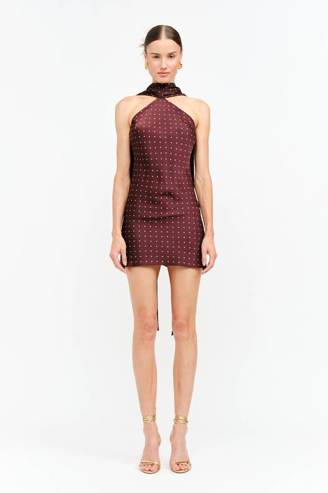 Polka-Dot Halter Mini Dress