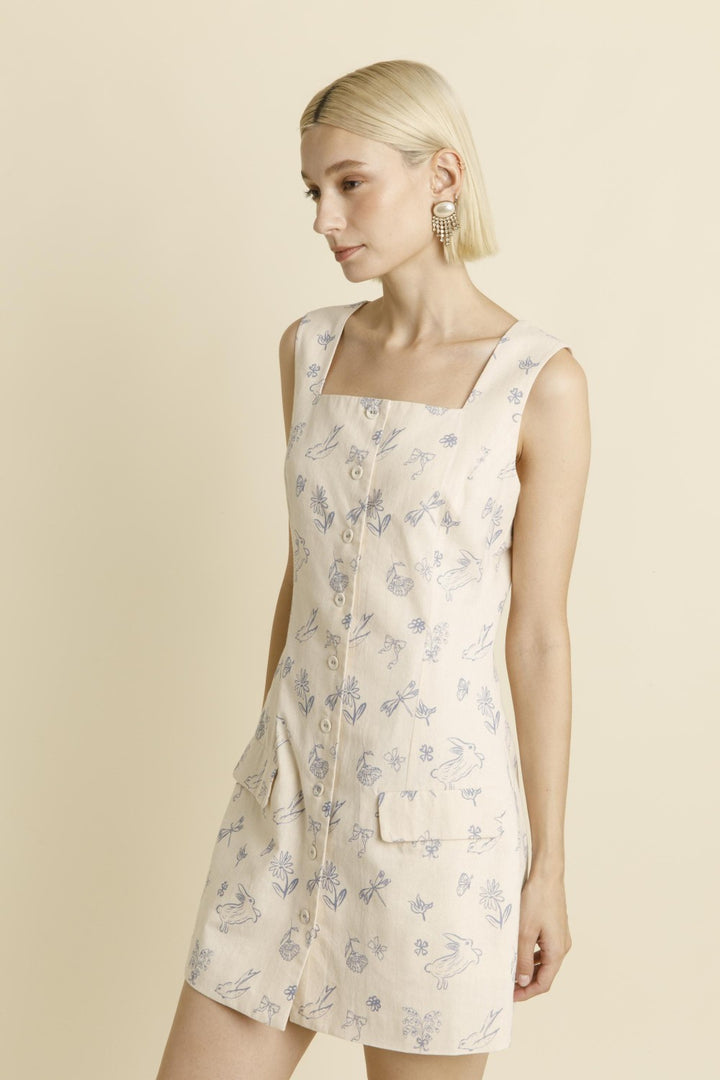 BUNNY PRINTED MINI DRESS