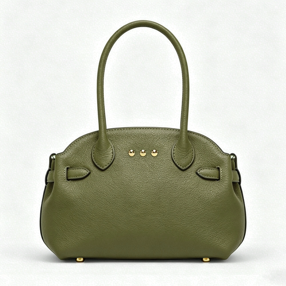 Veronica small tote in green with structured satchel silhouette