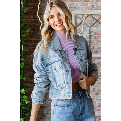 Cargo-Pocket Denim Jacket