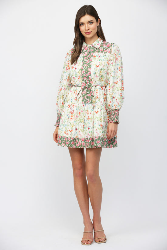 FLORAL PANEL SHIRT DRESS