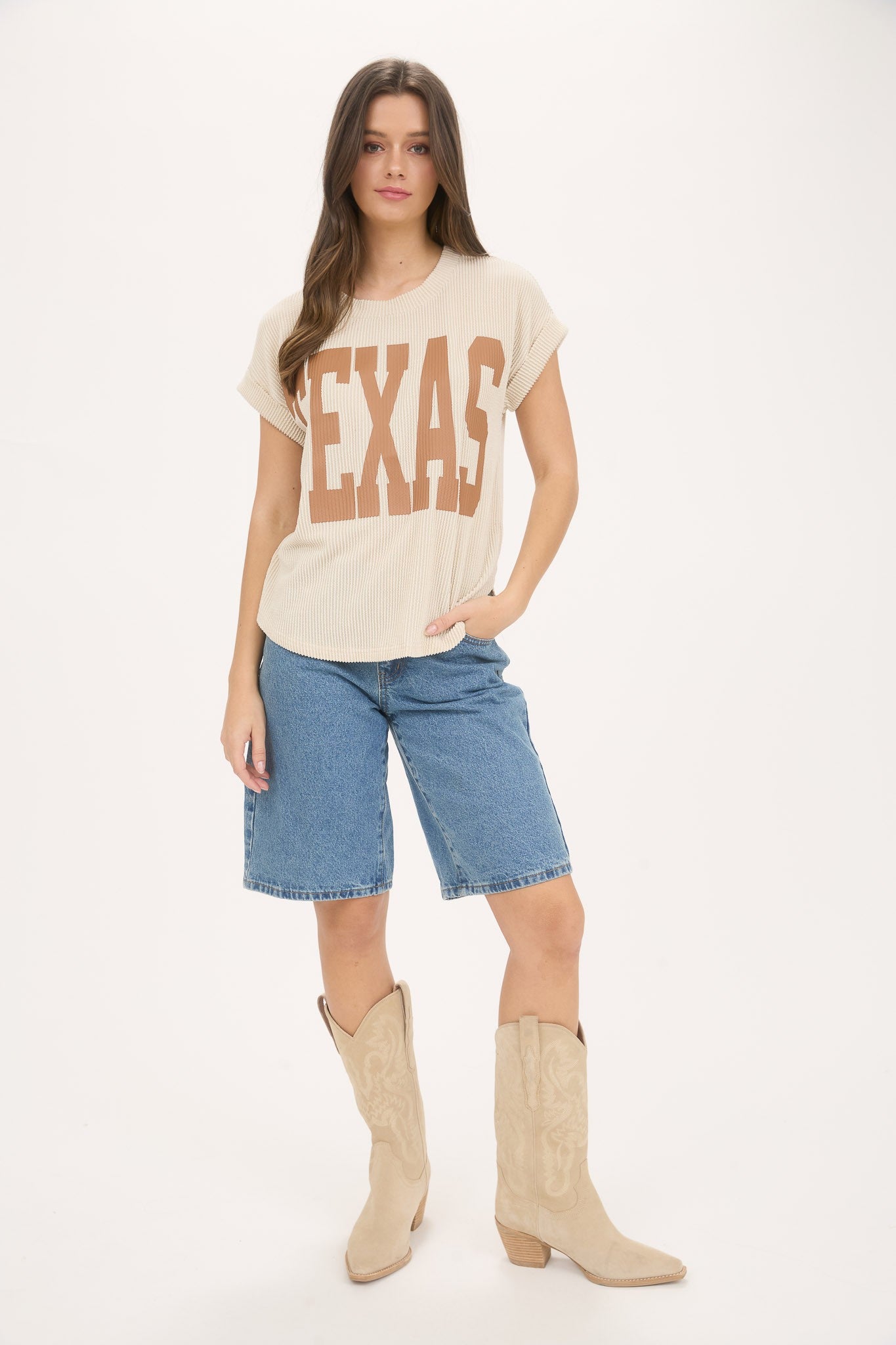 TEXAS SHORT SLEEVE  KNIT TOP
