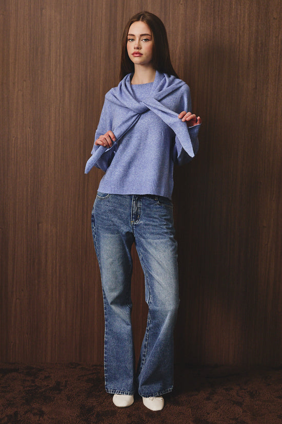 Crewneck Sweater With Scarf