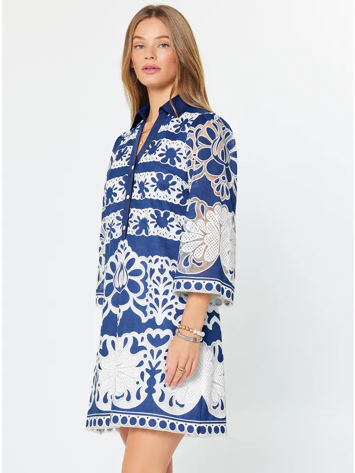 LACE EMBROIDERED MINI DRESS