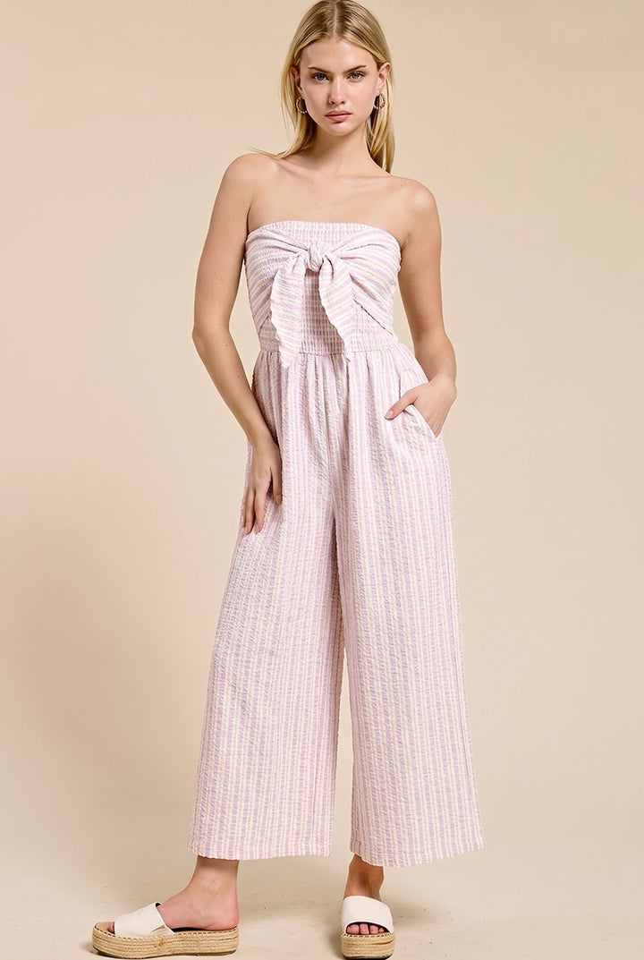 COSTAL TIE FRONT JUMPSUIT