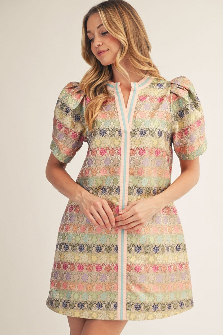 JACQUARD STRIPE MINI DRESS