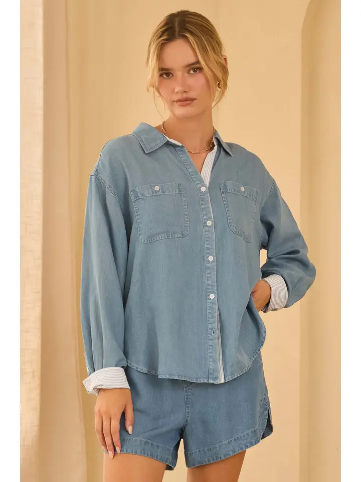 WASH TENCEL BUTTON UP SHIRT
