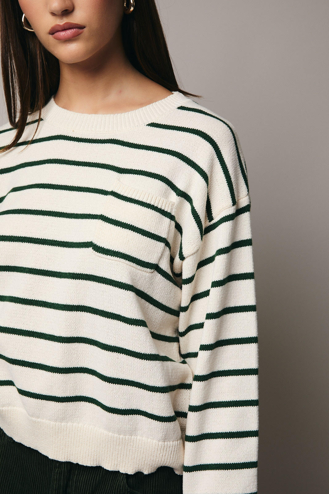 STRIPED POCKET SWEATER