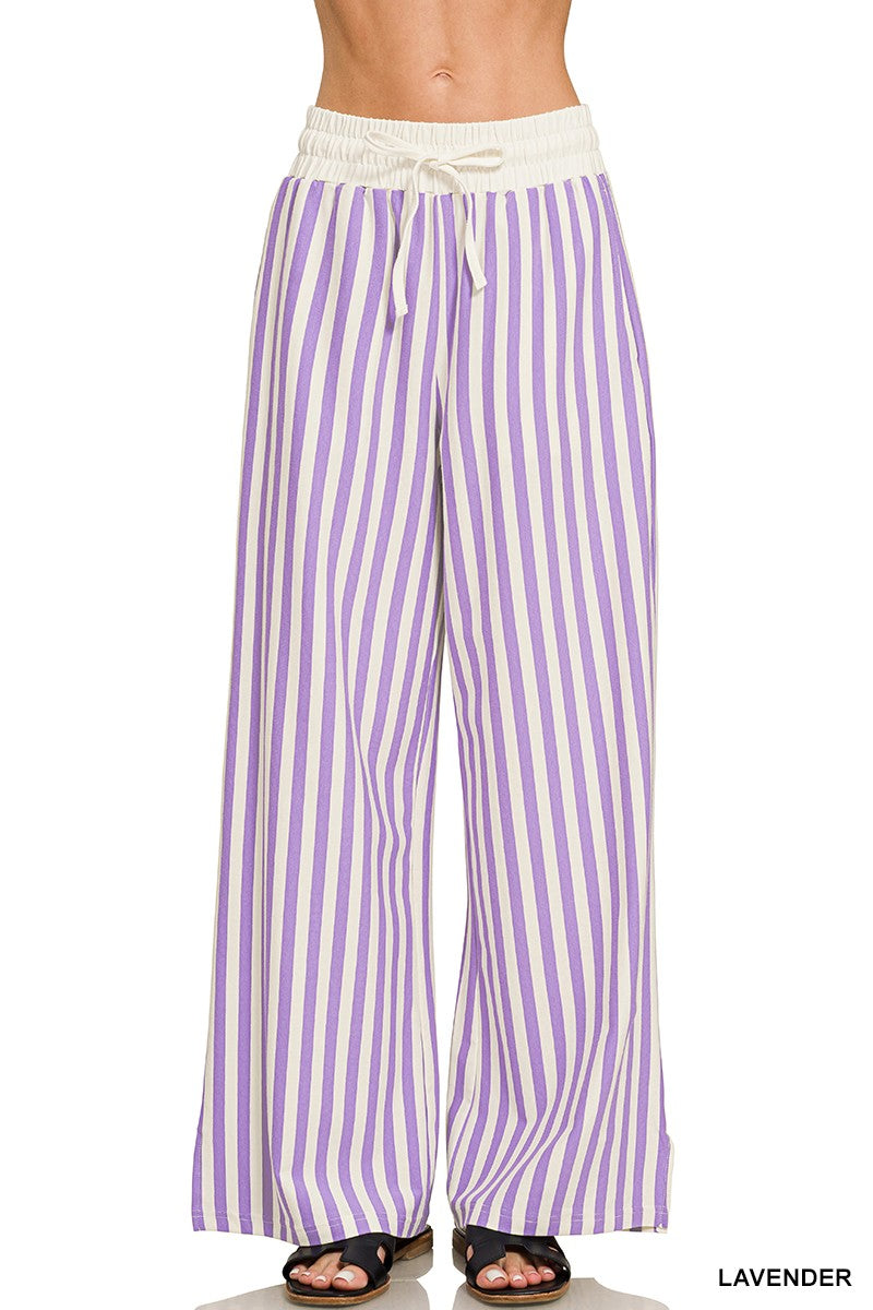 Striped Wide-Leg Pants
