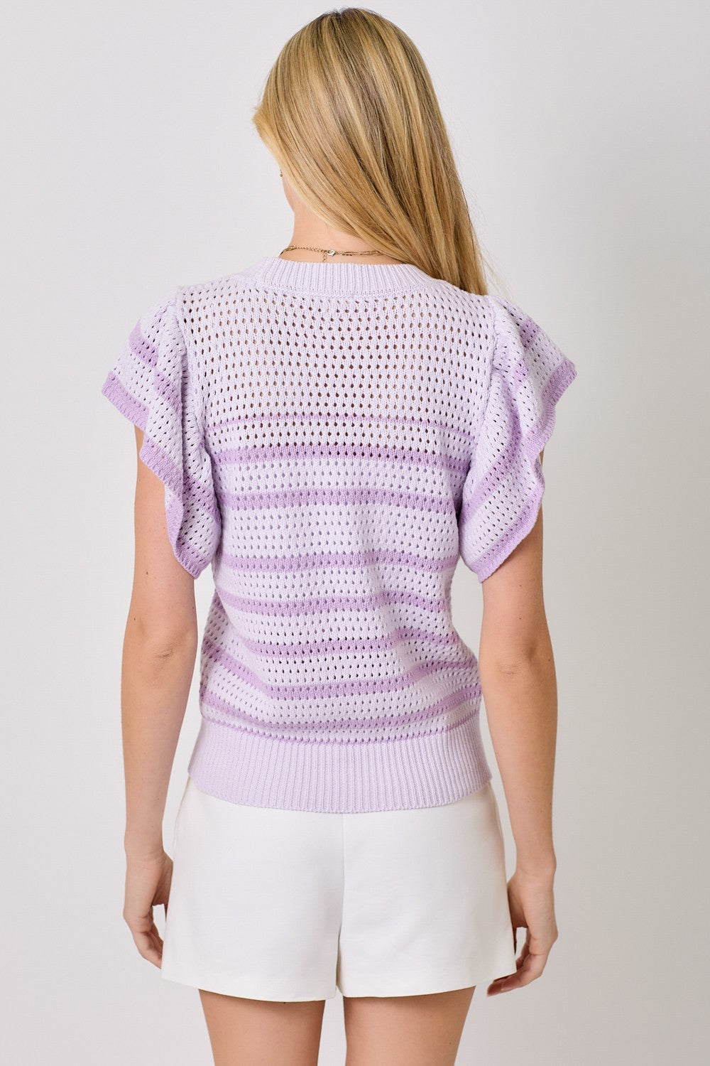 FLUTTER SLEEVE CROCHET TOP