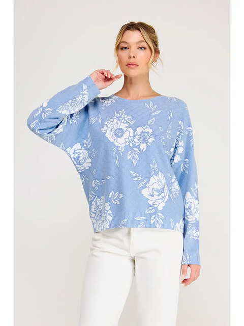 Light-blue floral pointelle sweater - product image 1