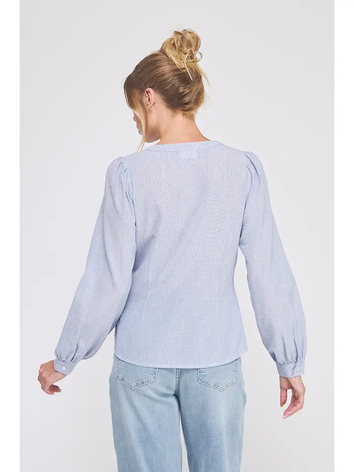 STRIPED WRAP TIE BUTTON UP