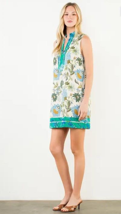 SLEEVELESS FLORAL MINI DRESS