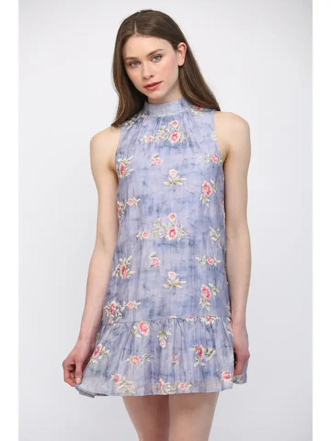 Highneck Floral Mini Dress