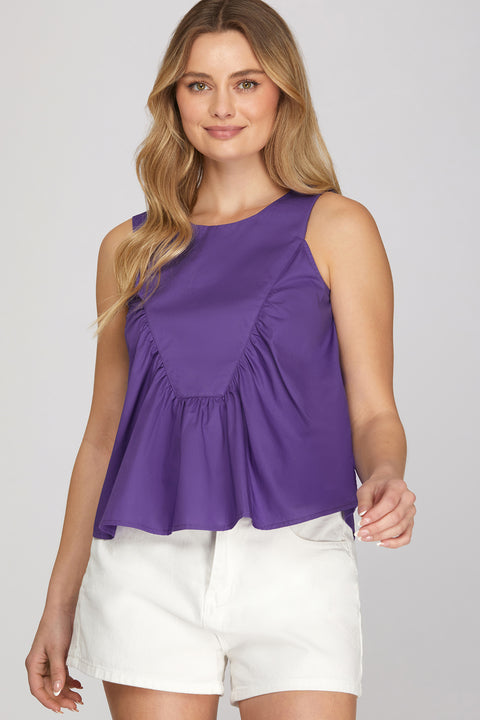Purple ruffle-detail sleeveless top - product image 1