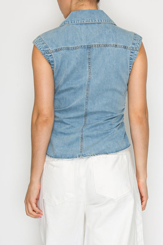 RUCHED DETAIL SLEEVELESS TOP