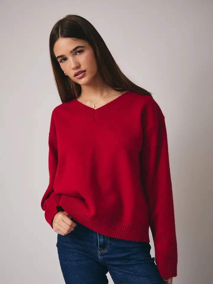 VNECK SOLID SWEATER