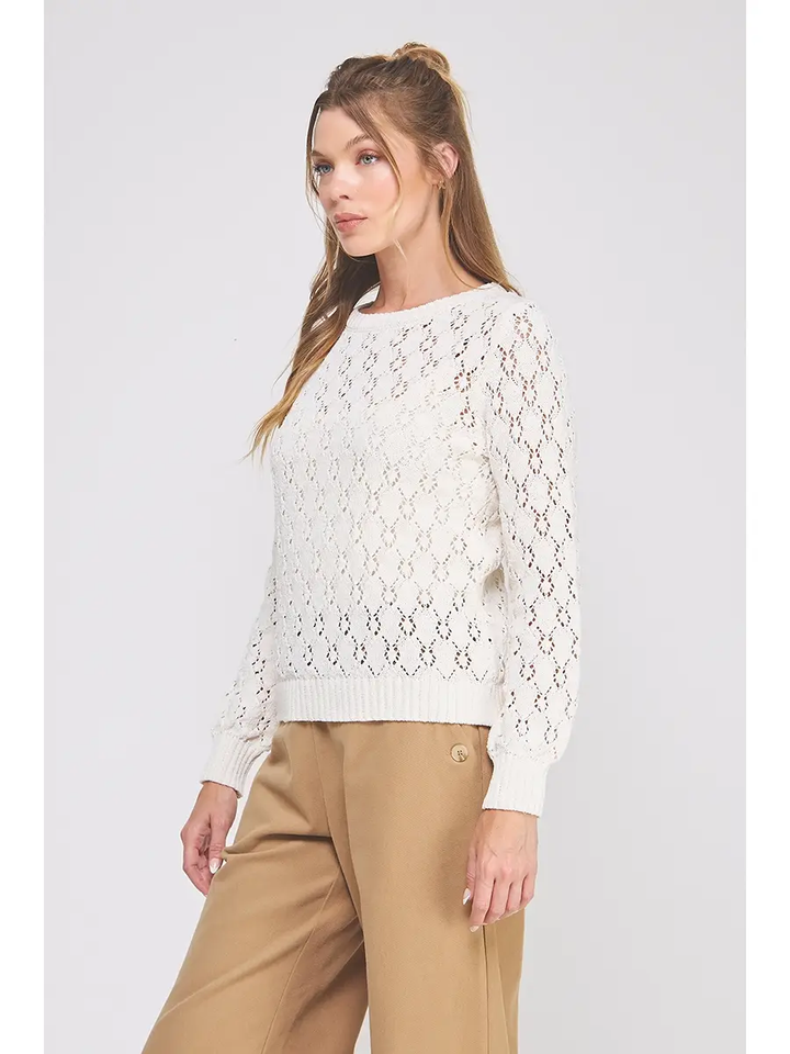 DIAMOND POINTELLE KNIT TOP