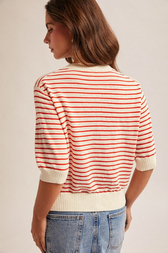 STRIPE SHORT SLEEVE SWEATER
