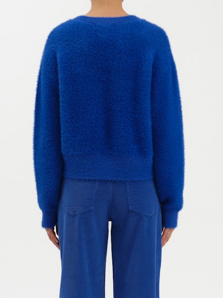 FUZZ CREWNECK EYELASH SWEATER