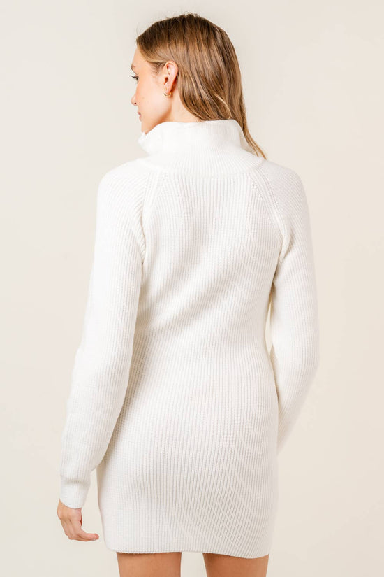 Quarter-Zip Sweater Mini Dress
