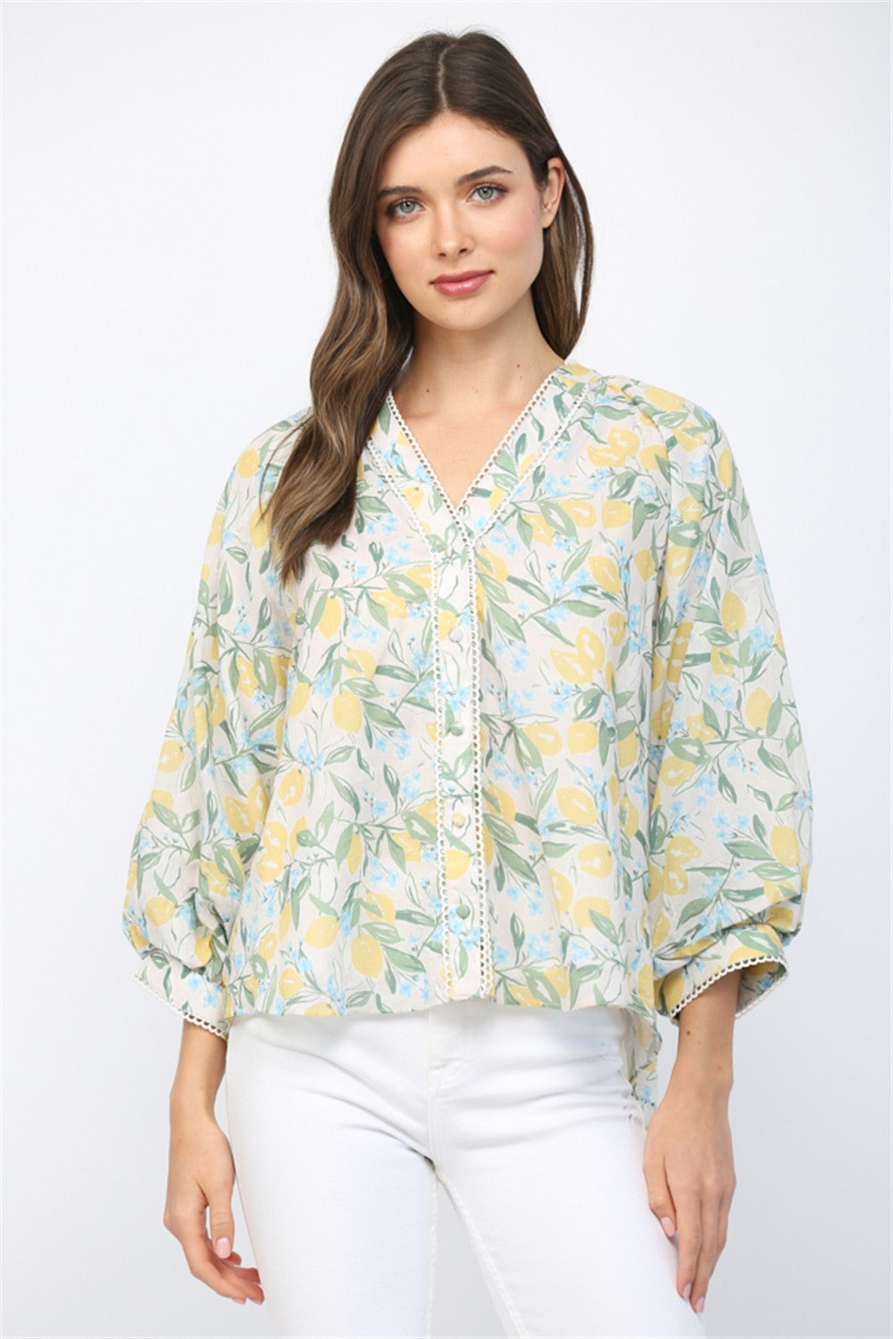 LEMON&FLORAL BUTTONUP BLOUSE
