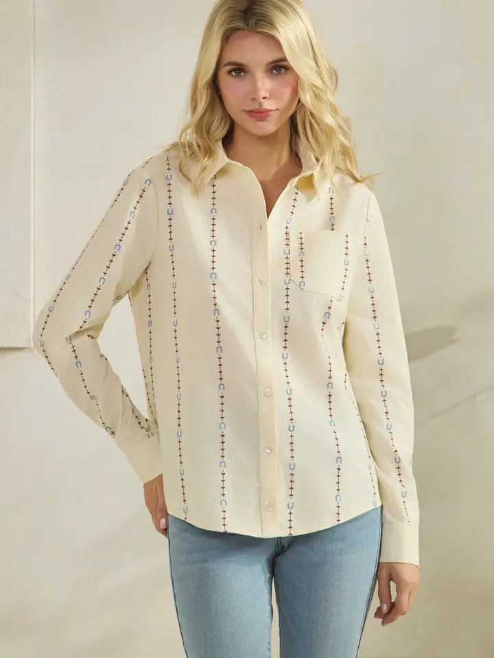 EMBROIDERED HORSESHOE TOP