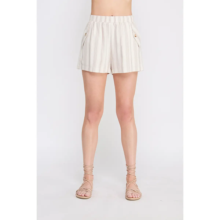 STRIPED COTTON TWILL SHORTS