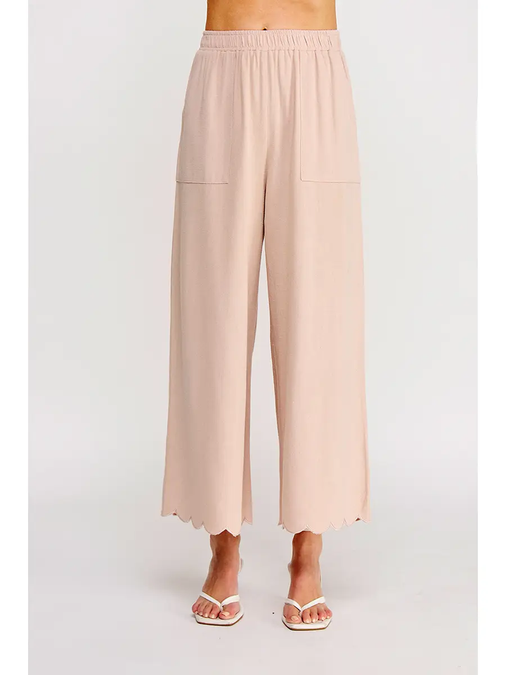 SCALLOP HEM LINEN PANT