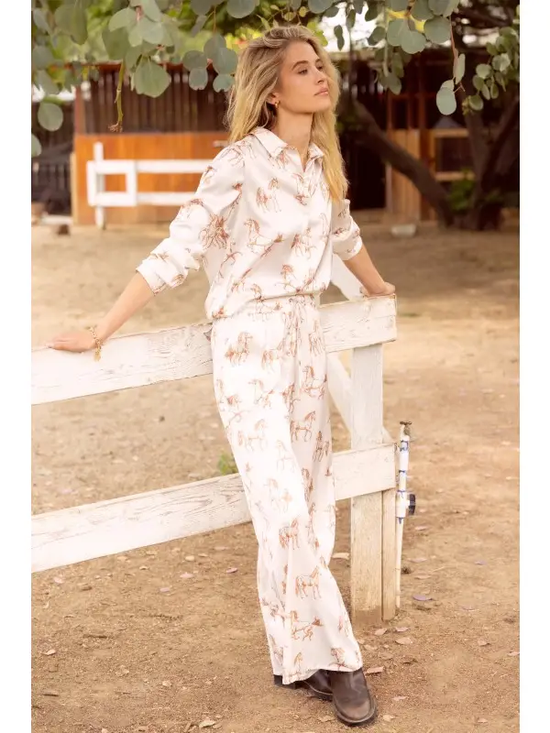 HORSE PRINT SATIN PANT