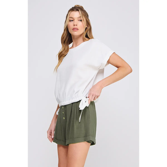 LINEN ROLL-CAP TOP