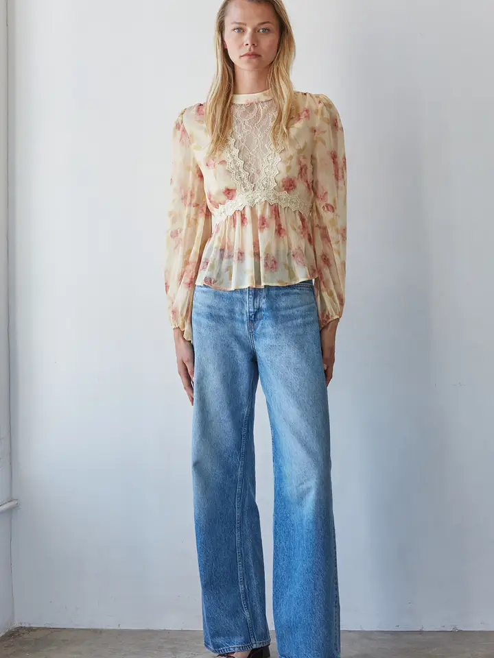 Cream-and-blush mock-neck layering top
