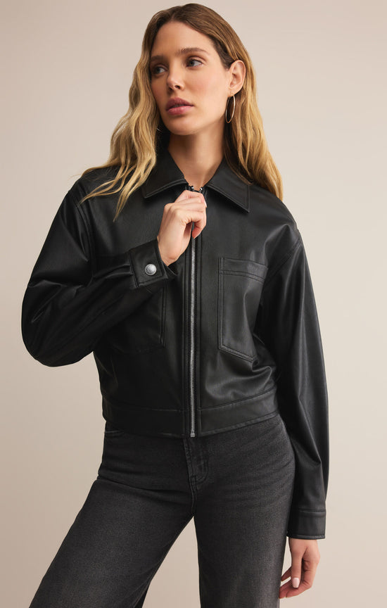 HERITAGE FAUX LEATHER JACKET