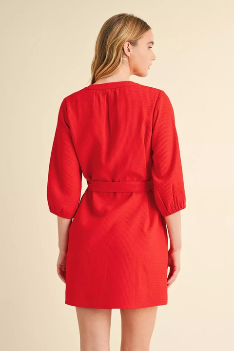Waffle Belted Mini Dress