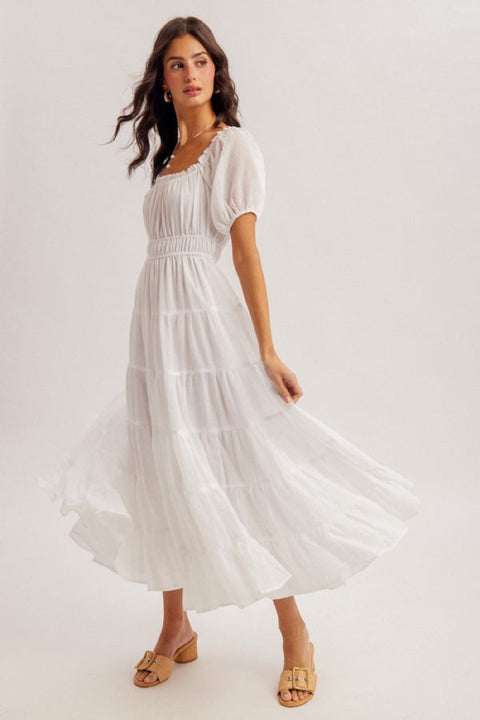 Bubble Sleeve Maxi Dress