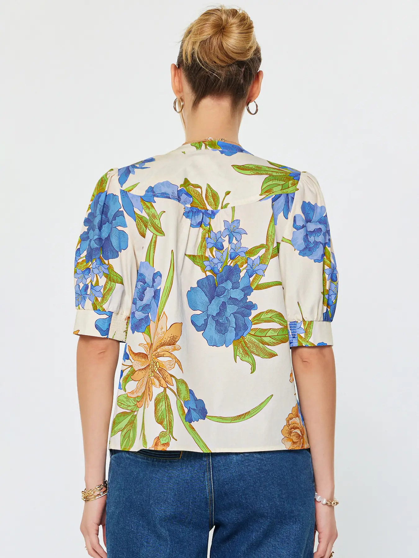 FLORAL SPLIT NECK BLOUSE