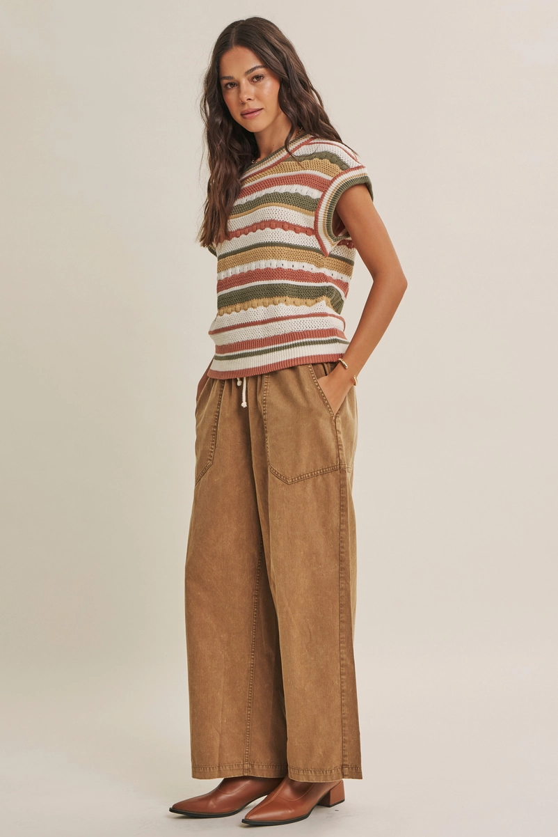 Textured Stripe Sleeveless Sweater